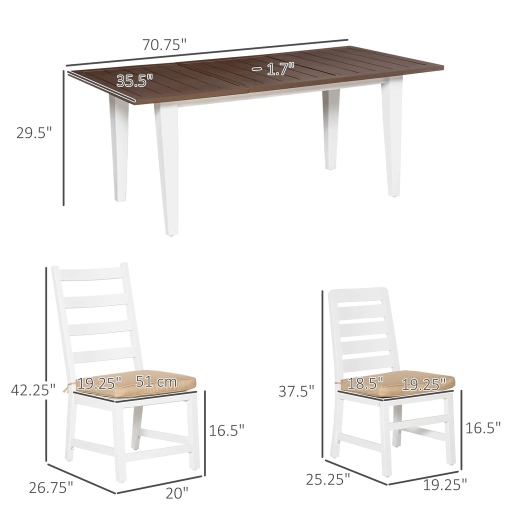 7-Piece Outdoor Patio Dining Set with Rectangular Table, 2 High-Back Chairs
