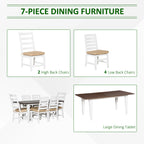 7-Piece Outdoor Patio Dining Set with Rectangular Table, 2 High-Back Chairs
