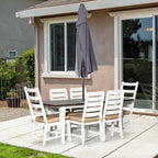 7-Piece Outdoor Patio Dining Set with Rectangular Table, 2 High-Back Chairs