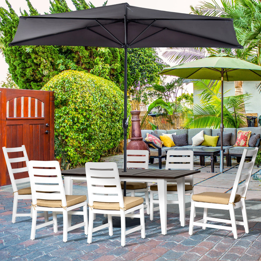 7-Piece Outdoor Patio Dining Set with Rectangular Table, 2 High-Back Chairs