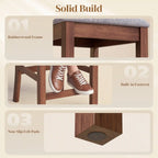 Set of 2 40.8" Counter-Height Rubberwood Bar Stools with Padded Seats and High Slat Backs