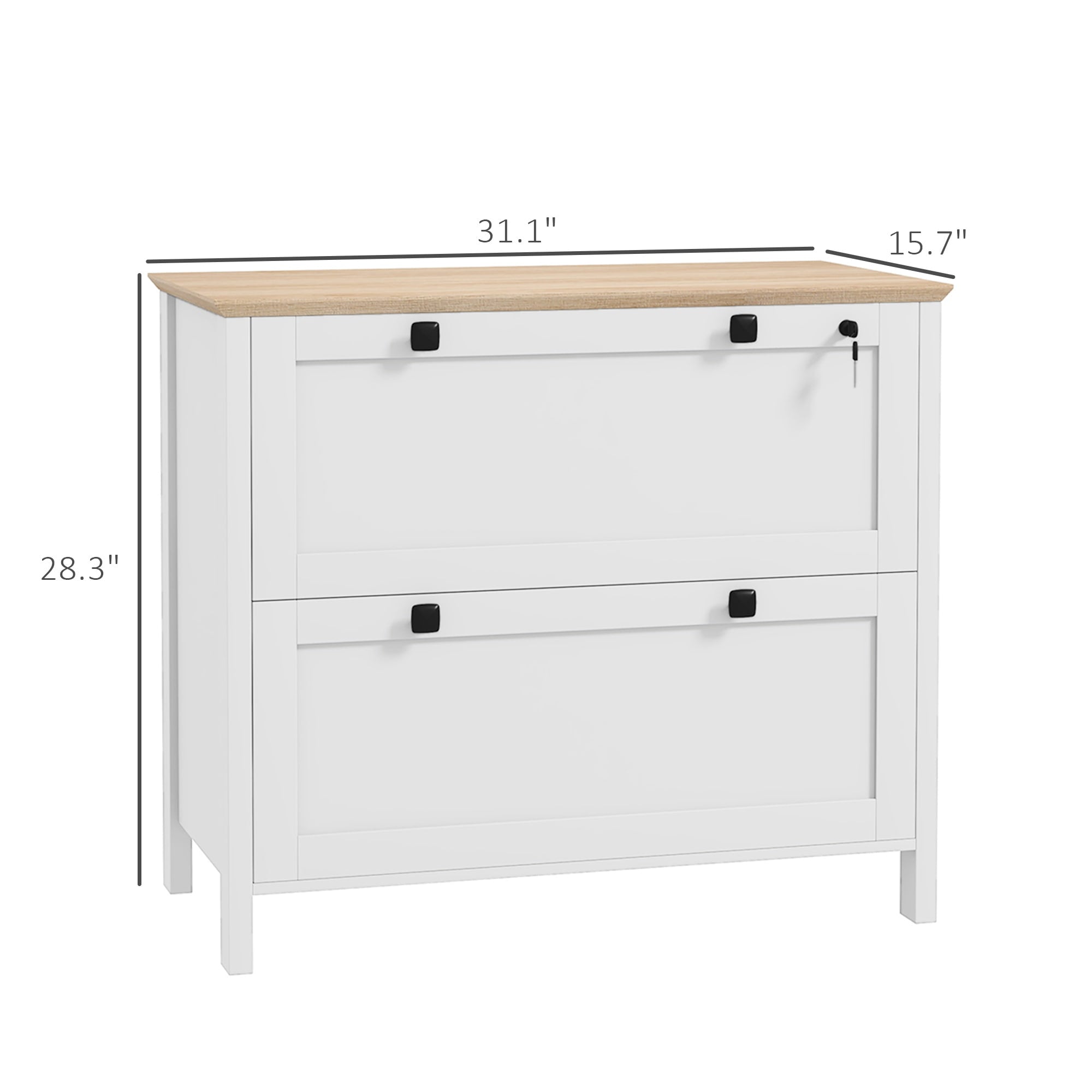 28.3" Lockable 2-Drawer Lateral File Cabinet with Adjustable Hanging Bars for Letter, A4 and Legal Files
