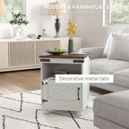 Farmhouse Side Table with Open Shelf and Cabinet Storage