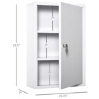 Lockable 3-Tier Steel Medicine Cabinet with 2 Keys