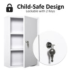 Lockable 3-Tier Steel Medicine Cabinet with 2 Keys