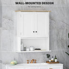 Wall-Mounted Bathroom Cabinet with Double Doors, Adjustable Shelf and Open Storage