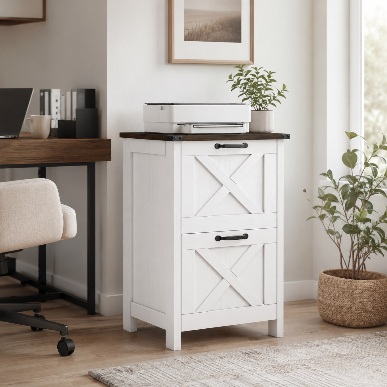 29.5" Rustic Farmhouse 2-Drawer Vertical File Cabinet for Letter and A4 Files