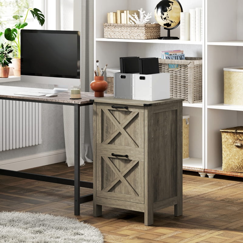 29.5" Rustic Farmhouse 2-Drawer Vertical File Cabinet for Letter and A4 Files