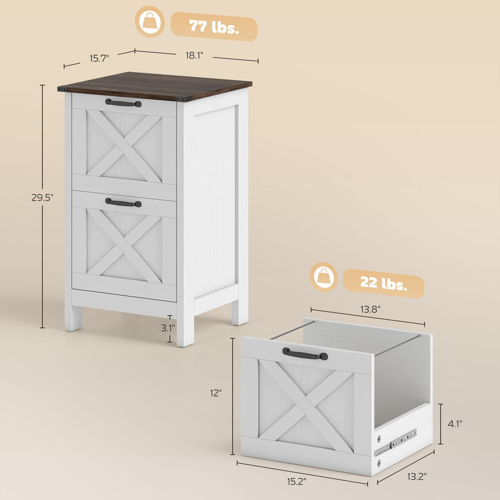 29.5" Rustic Farmhouse 2-Drawer Vertical File Cabinet for Letter and A4 Files