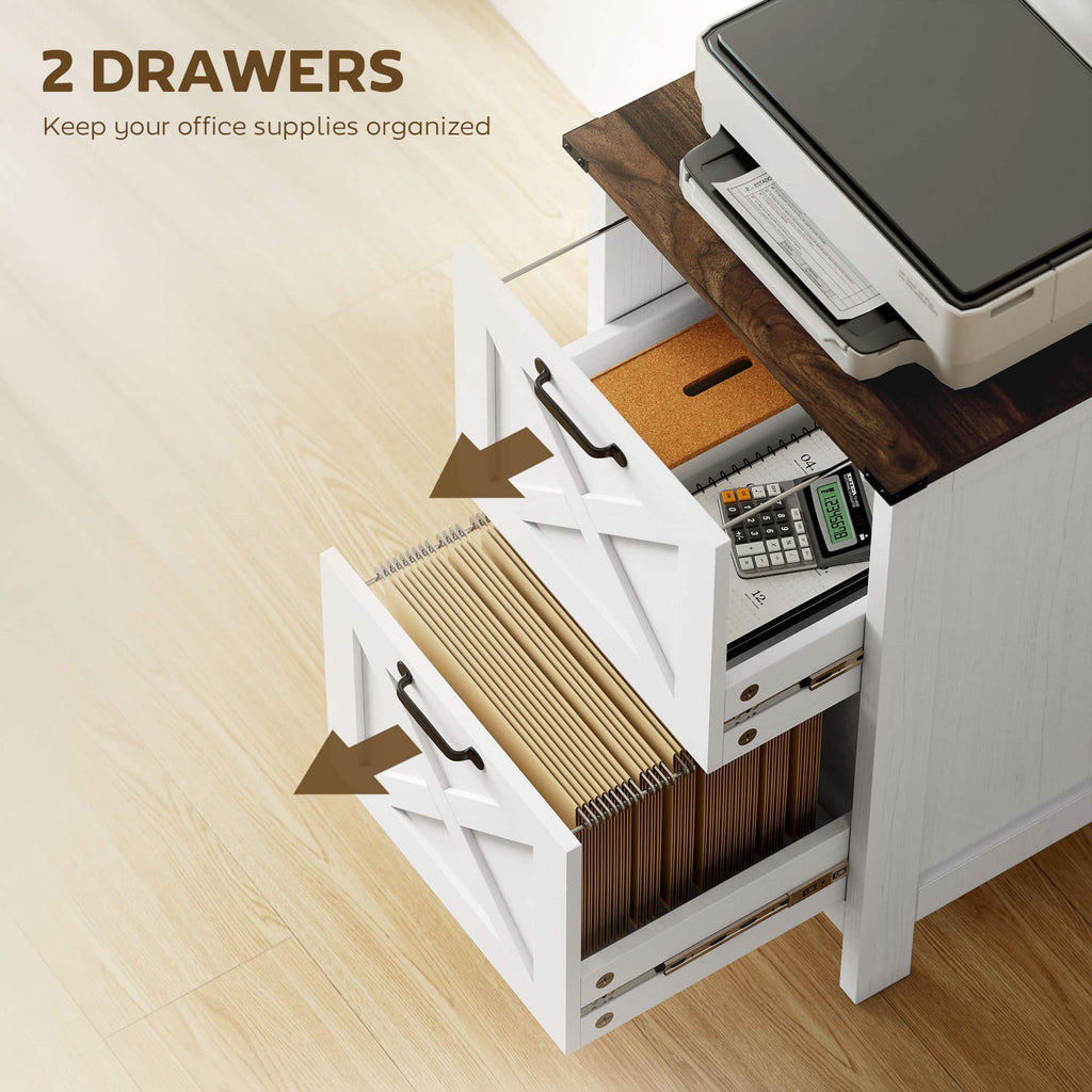 29.5" Rustic Farmhouse 2-Drawer Vertical File Cabinet for Letter and A4 Files