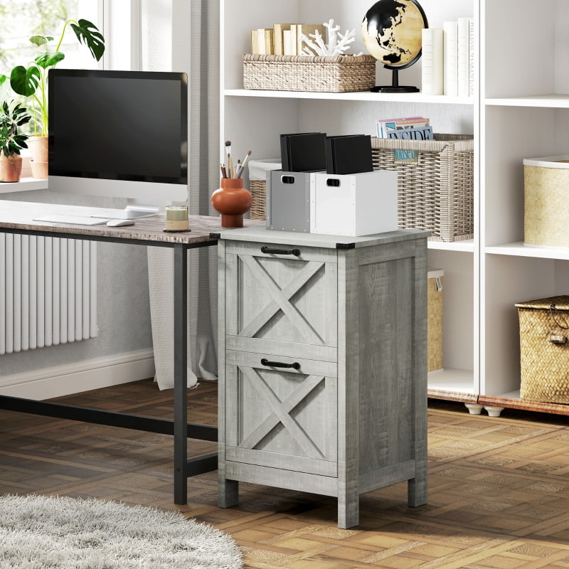 29.5" Rustic Farmhouse 2-Drawer Vertical File Cabinet for Letter and A4 Files