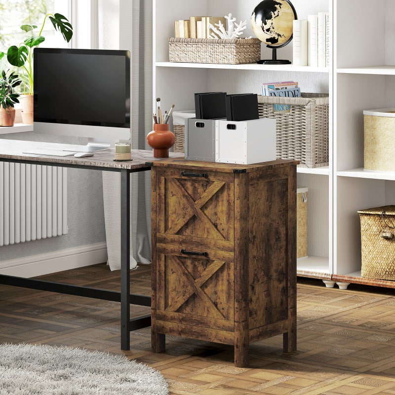 29.5" Rustic Farmhouse 2-Drawer Vertical File Cabinet for Letter and A4 Files