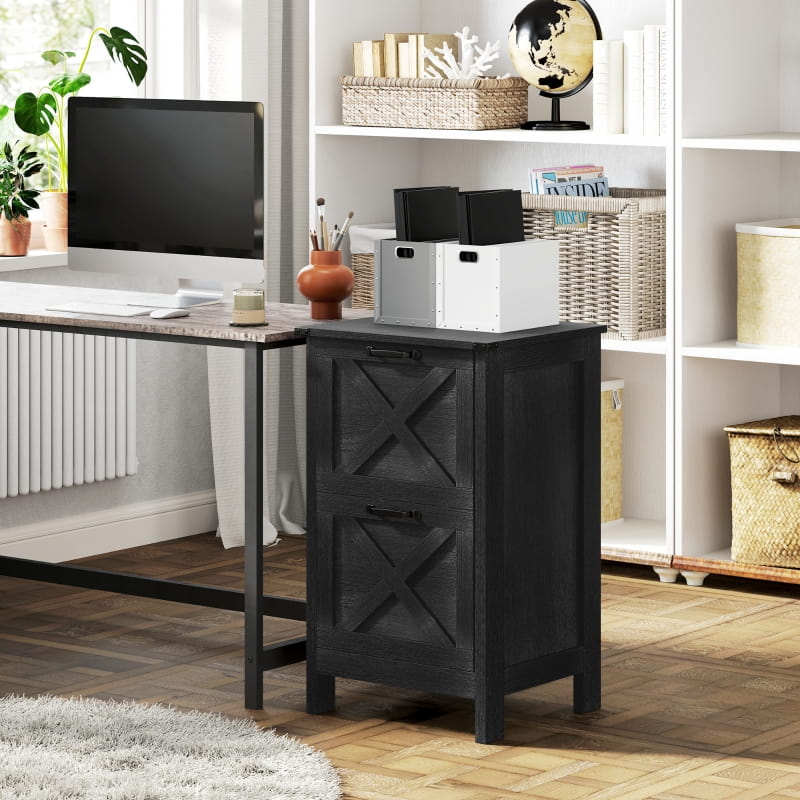 29.5" Rustic Farmhouse 2-Drawer Vertical File Cabinet for Letter and A4 Files