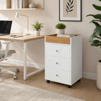26.2" 3-Drawer Rolling File Cabinet with Removable Top Tray and Locking Casters