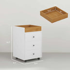 26.2" 3-Drawer Rolling File Cabinet with Removable Top Tray and Locking Casters