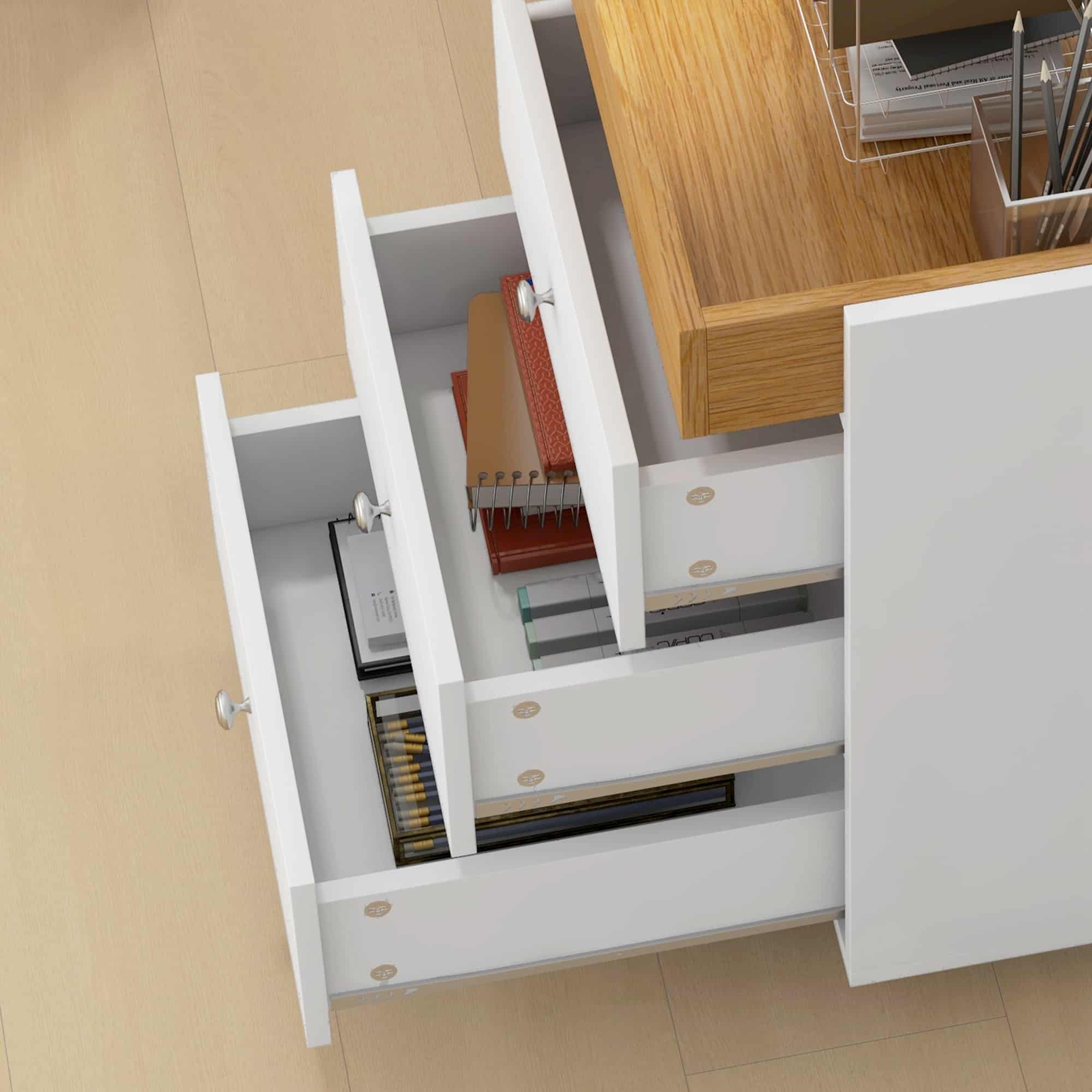 26.2" 3-Drawer Rolling File Cabinet with Removable Top Tray and Locking Casters