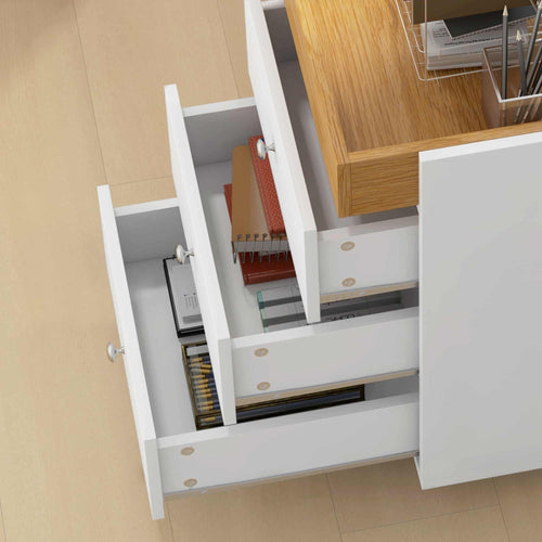 26.2" 3-Drawer Rolling File Cabinet with Removable Top Tray and Locking Casters