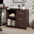 34" Mobile Lateral File Cabinet and Printer Stand with Lockable Drawer, Open Shelves and Casters