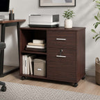 34" Mobile Lateral File Cabinet and Printer Stand with Lockable Drawer, Open Shelves and Casters