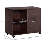 34" Mobile Lateral File Cabinet and Printer Stand with Lockable Drawer, Open Shelves and Casters