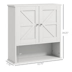 Farmhouse Wall-Mounted Bathroom Cabinet with Barn Doors, Adjustable Shelf and Open Storage