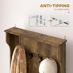 67" Rustic Entryway Hall Tree with Storage Bench and 4 Double Coat Hooks
