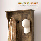 67" Rustic Entryway Hall Tree with Storage Bench and 4 Double Coat Hooks
