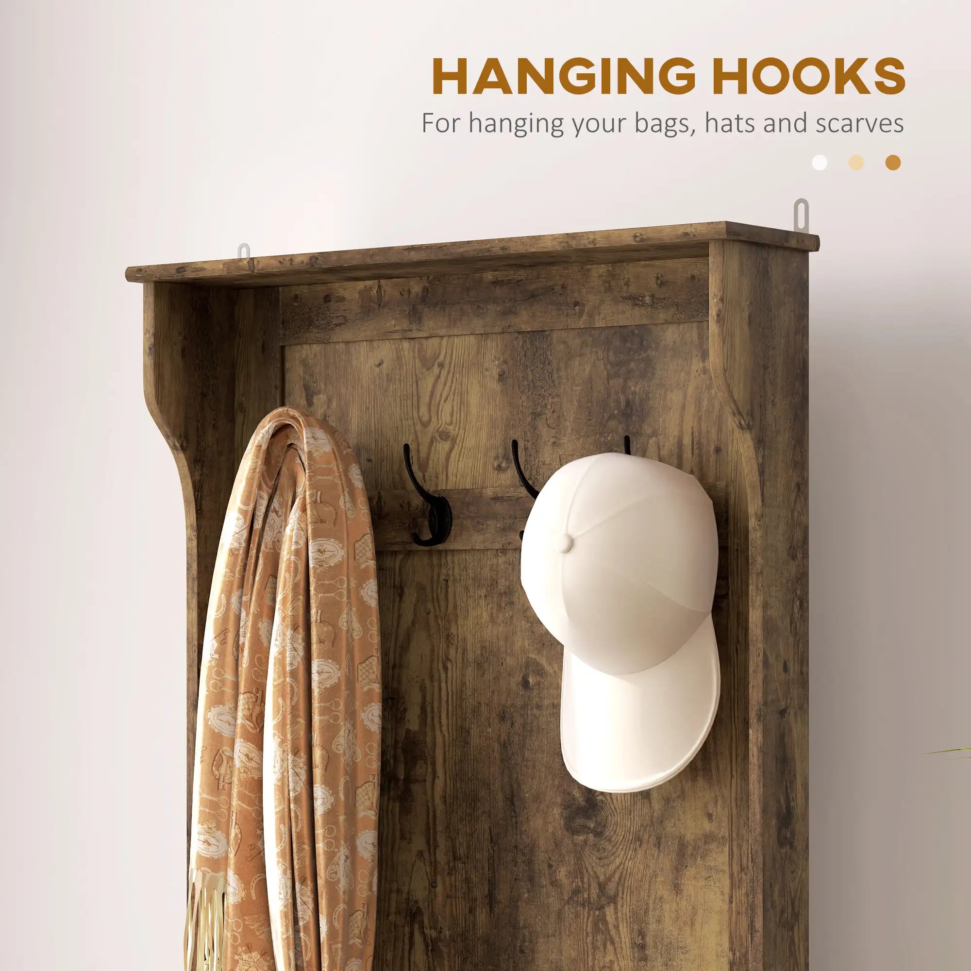 67" Rustic Entryway Hall Tree with Storage Bench and 4 Double Coat Hooks