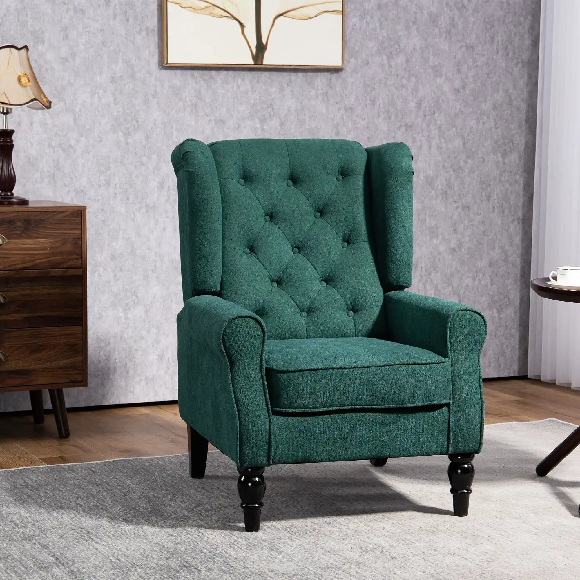 Tufted Wingback Accent Chair with Rolled Arms
