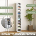 10-Pack Foldable Stackable Shoe Storage Boxes with Clear Drop-Front Doors, Fits Up to Men’s Size 10