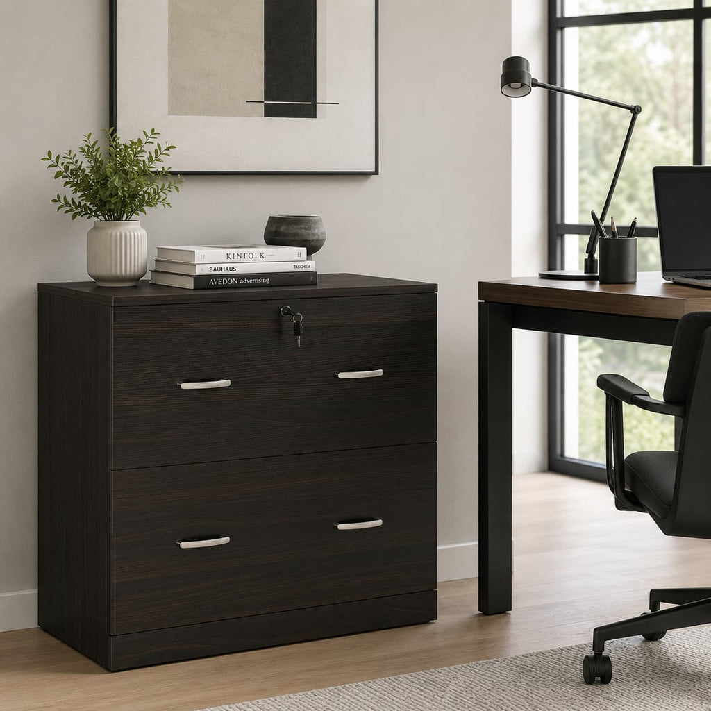 28.25" Lockable 2-Drawer Lateral File Cabinet with Hanging Bars and Two Keys