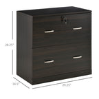 28.25" Lockable 2-Drawer Lateral File Cabinet with Hanging Bars and Two Keys