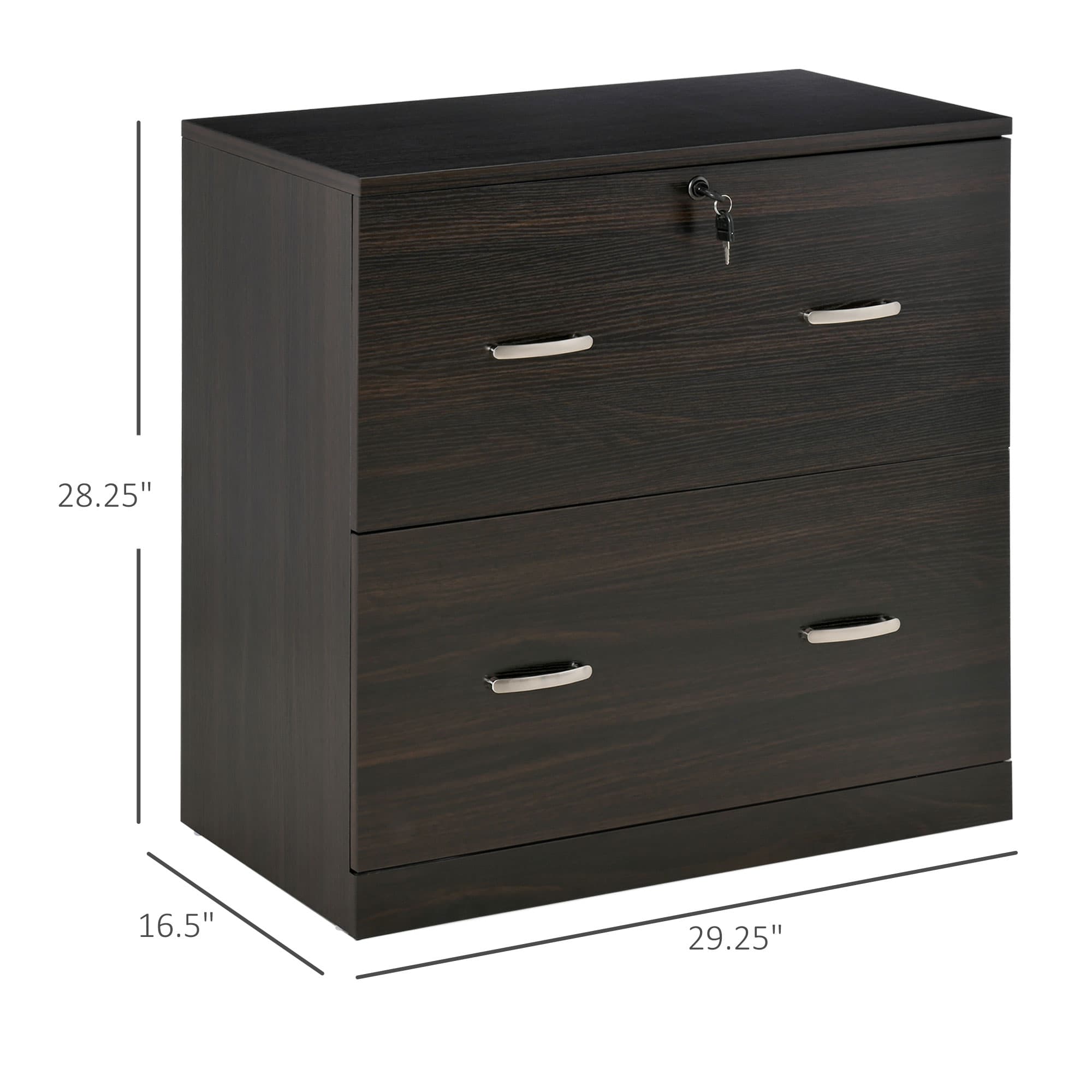 28.25" Lockable 2-Drawer Lateral File Cabinet with Hanging Bars and Two Keys
