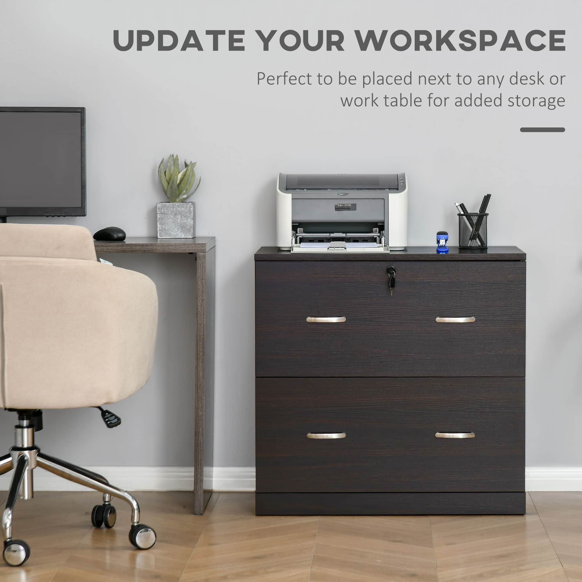 28.25" Lockable 2-Drawer Lateral File Cabinet with Hanging Bars and Two Keys