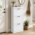 46.25" Narrow Shoe Storage Cabinet with 3 Flip Drawers and Adjustable Shelves
