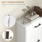 46.25" Narrow Shoe Storage Cabinet with 3 Flip Drawers and Adjustable Shelves