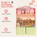 36" House-Shaped Kids Bookcase with Book Display, Open Cubbies and 2 Fabric Drawers
