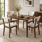 47.2" 5-Piece Mid-Century Dining Set with Upholstered Chairs for 4