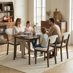 47.2" 5-Piece Mid-Century Dining Set with Upholstered Chairs for 4