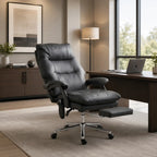 6-Point Massage Executive Office Chair with Reclining Back and Retractable Footrest