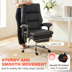 6-Point Massage Executive Office Chair with Reclining Back and Retractable Footrest