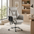 6-Point Massage Executive Office Chair with 155° Recline and Retractable Footrest