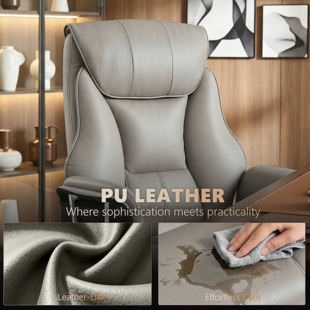 6-Point Massage Executive Office Chair with 155° Recline and Retractable Footrest