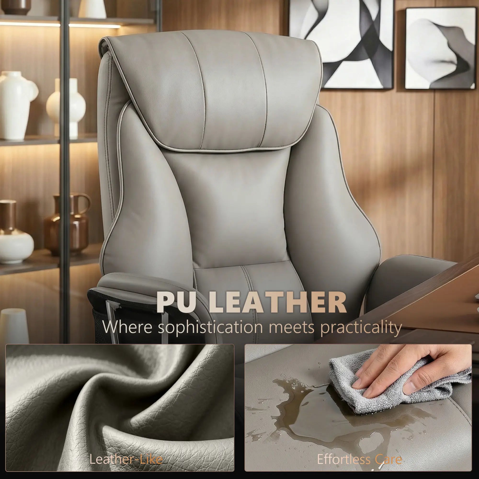6-Point Massage Executive Office Chair with 155° Recline and Retractable Footrest