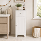 35" Tall Narrow Bathroom Storage Cabinet with Drawer and Adjustable Shelf