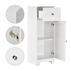 35" Tall Narrow Bathroom Storage Cabinet with Drawer and Adjustable Shelf