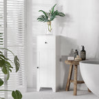35" Tall Narrow Bathroom Storage Cabinet with Drawer and Adjustable Shelf