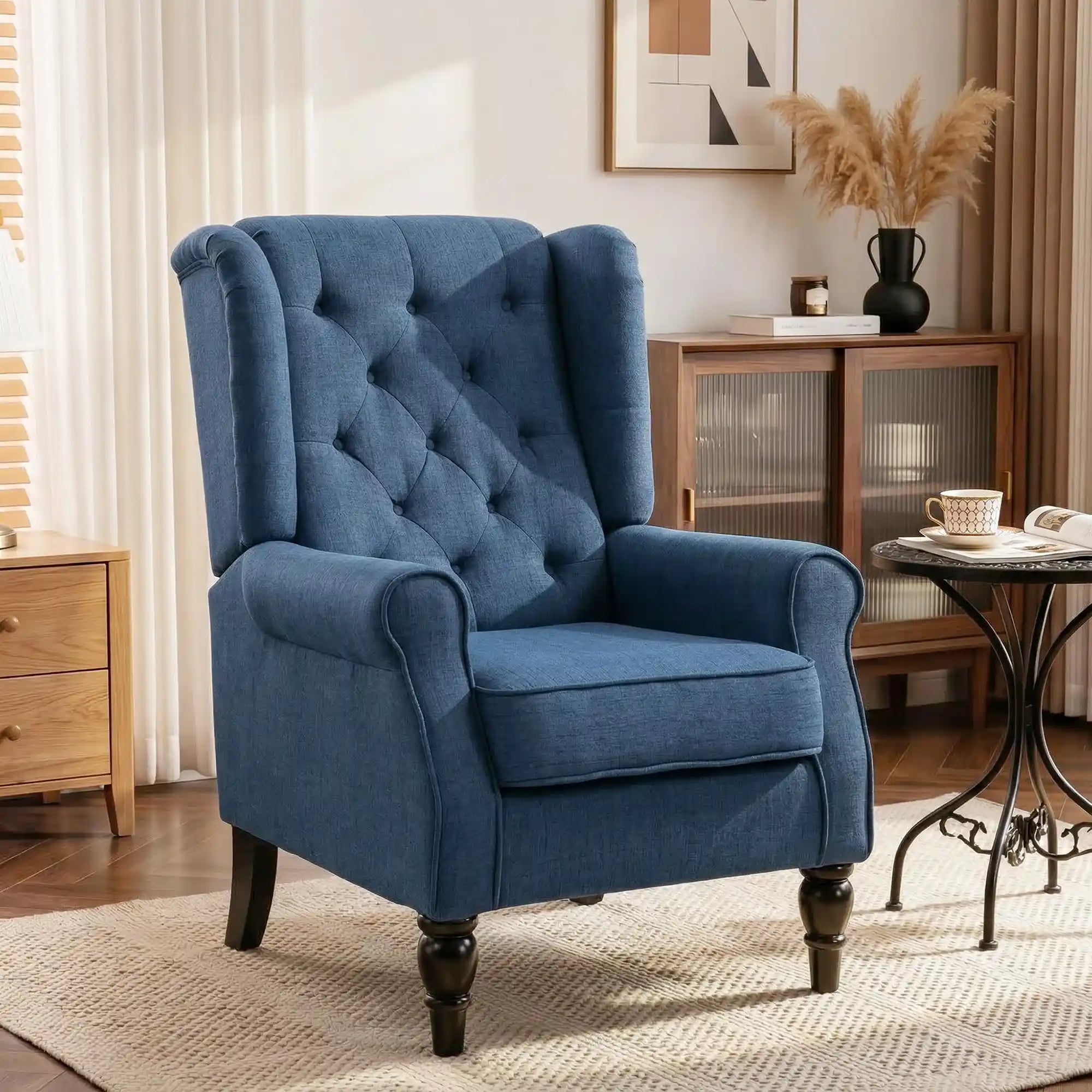 Tufted Wingback Accent Chair with Rolled Arms