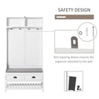 35" 3-in-1 Hall Tree with Padded Storage Bench, 4 Hooks, 2 Drawers and Shoe Rack