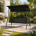 67.75" 3-Person Outdoor Patio Swing with Adjustable Canopy and Cushioned Seat